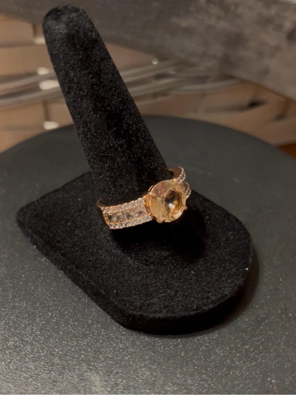 Bomb party Rose Gold-Tone Solitaire Ring with Pavé Band - Women Jewelry